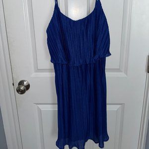 Blue Pleated Mini Dress with flowy top - size M